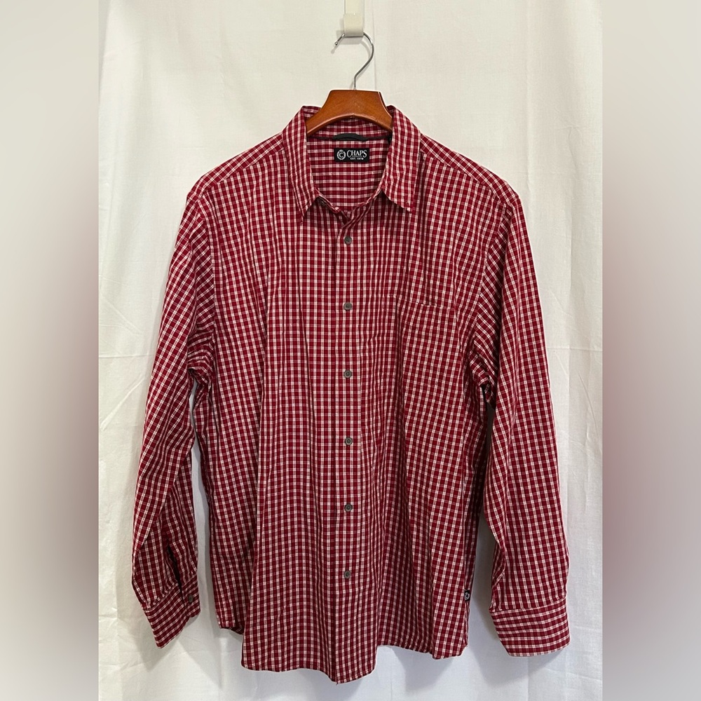 Chaps - Red Plaid Casual Button Down Shirt